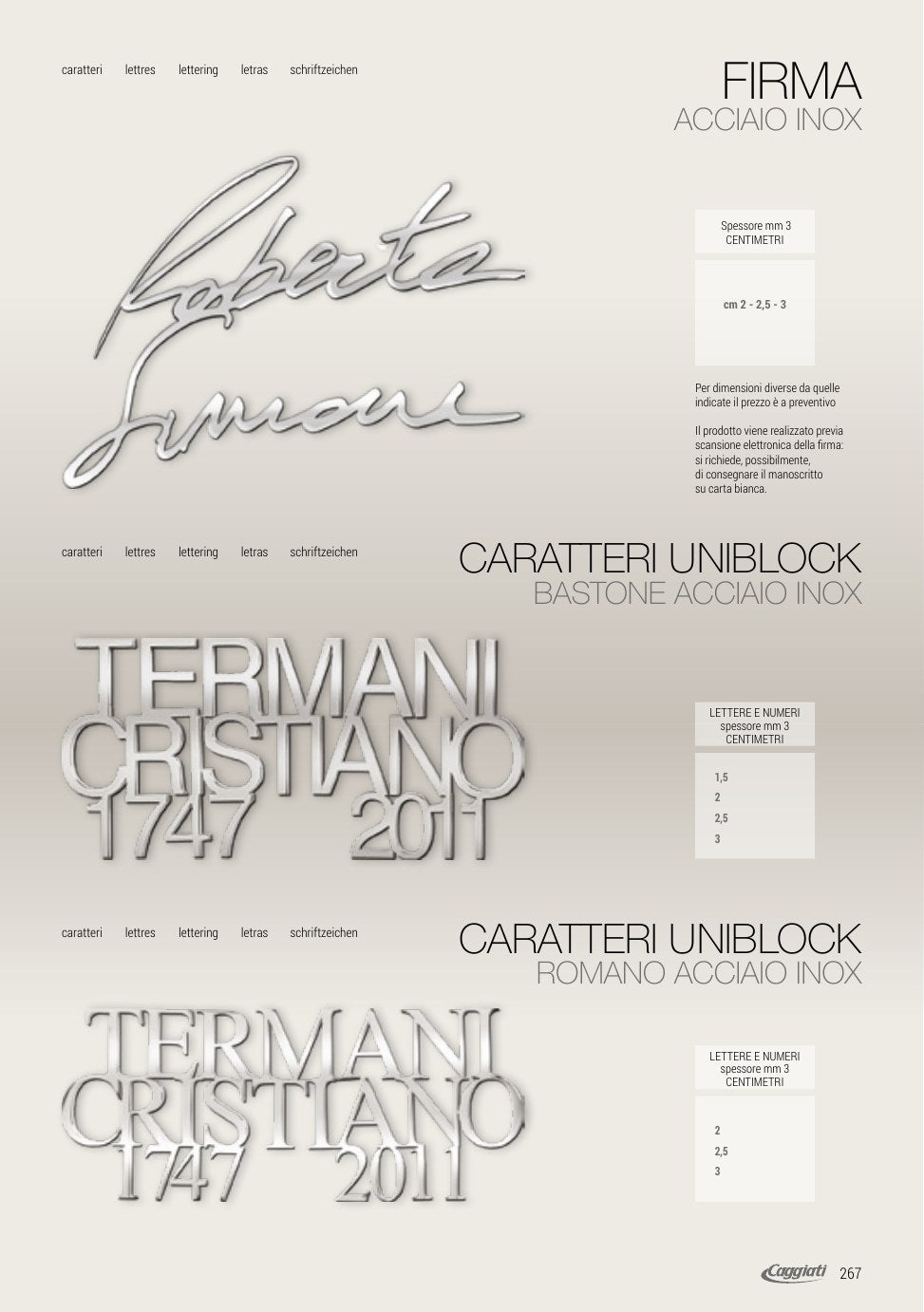 Caratteri Inox